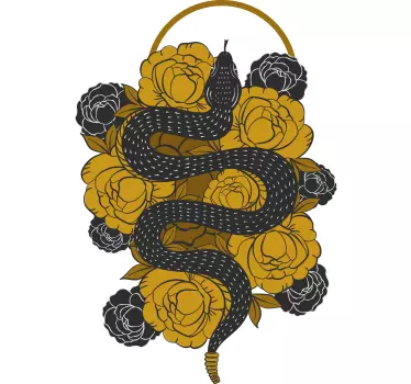 Snake floral motiv t-shirt - Tenstickers
