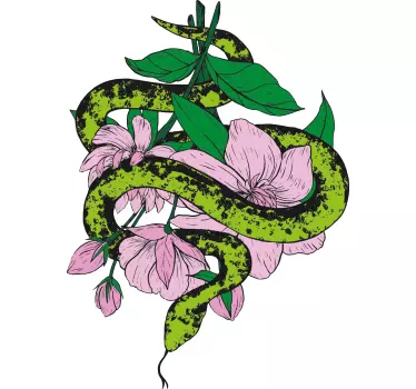 Mors och dotter t-shirt orm med blommor - Tenstickers