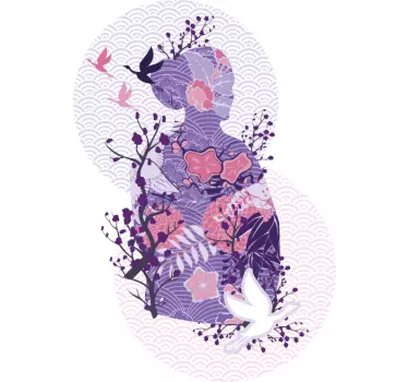 Mors och dotter t-shirt blomster silhuett charm - Tenstickers