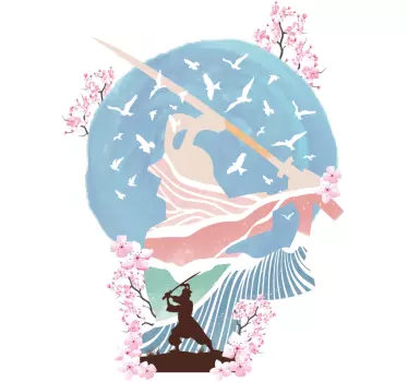 Bebis t-shirt med charmig blommig samurai-tema - Tenstickers