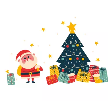 Söt jultomte med presenter och stjärnor jul t-shirts - Tenstickers