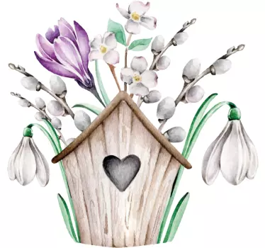 Mors och dotter t-shirt vårblommig fågelholk - Tenstickers