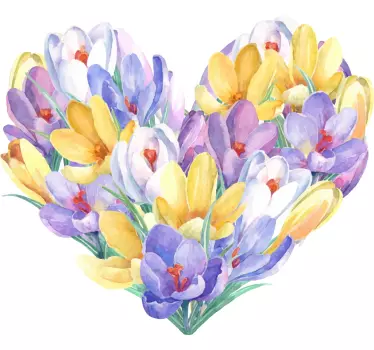 Krokus blomma hjärta design t-shirt - Tenstickers