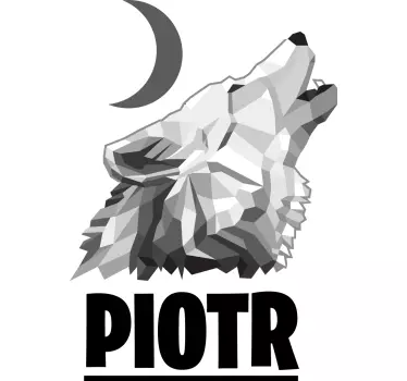 Geometriska-djur grå varg t-shirts med namn - Tenstickers