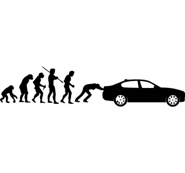 Evolution of man bil t-shirt - Tenstickers
