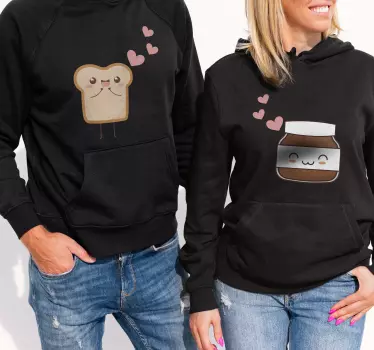 Matchande skjortor för par och bröd och nutella - Tenstickers