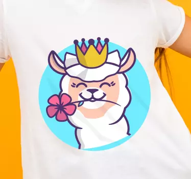Alpacka med blomma krona barn skjorta - Tenstickers
