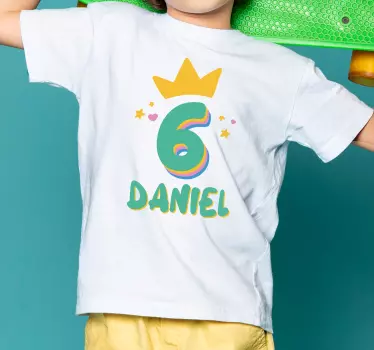 Anpassad födelsedag ålder med stjärnor och namn barn t-shirt - Tenstickers