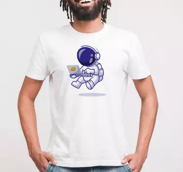 Astronaut laptop t-shirt - Tenstickers