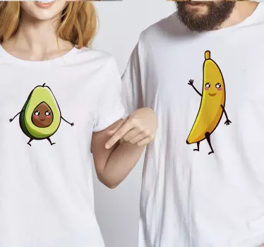 Banan- och avokado -matchande skjortor för par - Tenstickers
