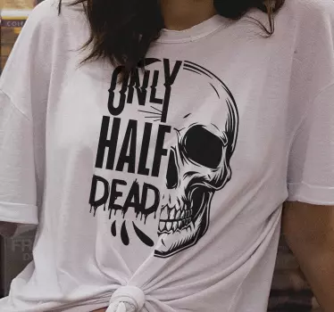 Bara halv död skalle halloween t-shirt - Tenstickers
