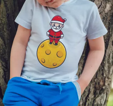 Barn t-shirt santa står på månen - Tenstickers