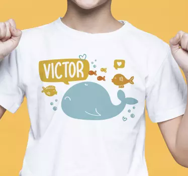 Barn t-shirt valfisktema personlig tröja - Tenstickers