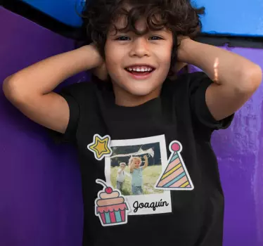 Barns födelsedags-t-shirt med foto - Tenstickers