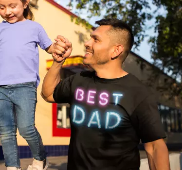 Bästa pappa neon fars dag t-shirt - Tenstickers