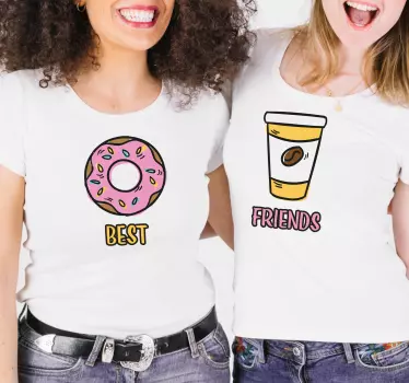 Bästa vänner munk och kaffe t-shirt - Tenstickers