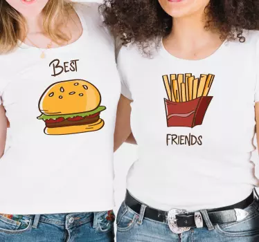 Bästa vänner pommes frites och hamburgare t-shirt - Tenstickers