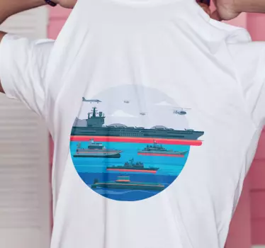 Båtar marin tecknad t-shirt - Tenstickers