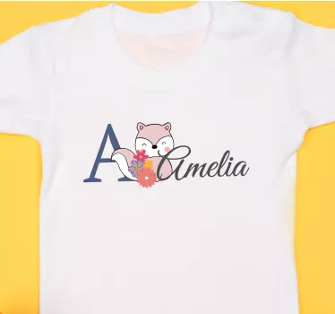 Bebis t-shirt blommig initialräv - Tenstickers
