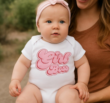 Bebis t-shirt girl boss bubbeltext - Tenstickers