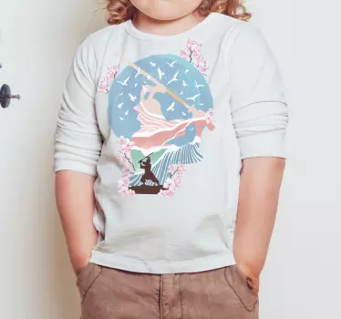 Bebis t-shirt med charmig blommig samurai-tema - Tenstickers