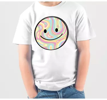 Bebis t-shirt med leende färgglad ansikte - Tenstickers