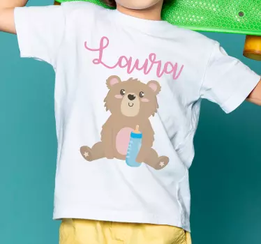 Bebis t-shirt söt björn med flaska - Tenstickers