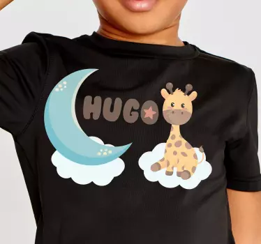 Bebis t-shirt söt giraff och måne - Tenstickers