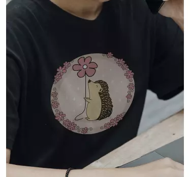 Bebis t-shirt söt igelkott med blomma - Tenstickers