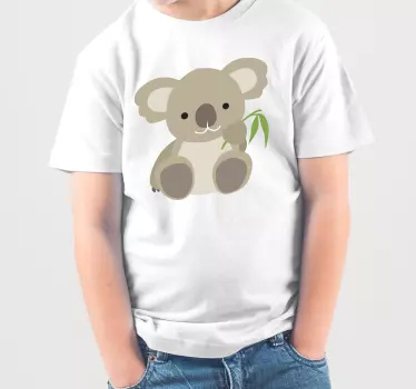 Bebis t-shirt söt koala håller blad - Tenstickers