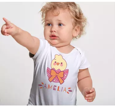 Bebis t-shirt söt kyckling med rosett - Tenstickers