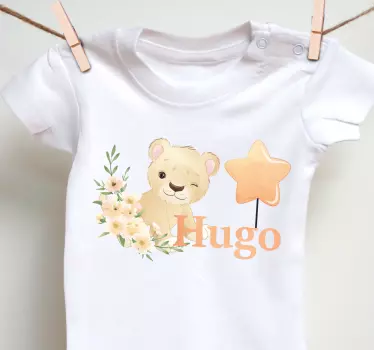 Bebis t-shirt söt lejon med stjärna - Tenstickers