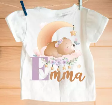 Bebis t-shirt sovande björn på månen - Tenstickers