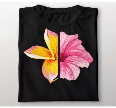 Blommig delad design t-shirt - Tenstickers