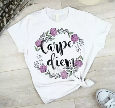 Blommig inspirerad fras t-shirt - Tenstickers