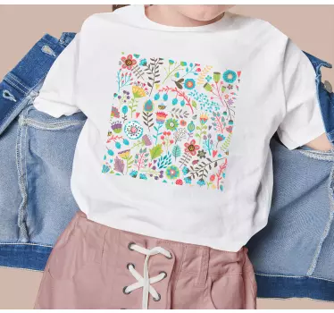 Blommönster glädje barn t-shirt - Tenstickers