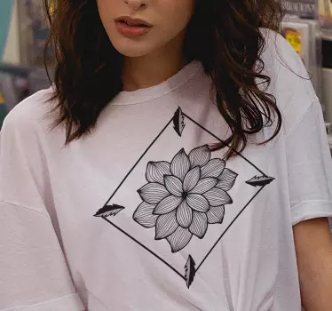 Blommönstrad mode t-shirt - Tenstickers
