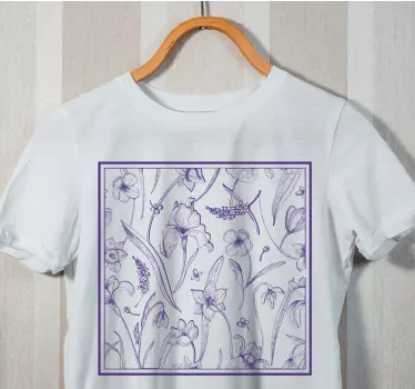Botanisk motiv arrangemang t-shirt - Tenstickers