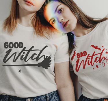 Bra häxa & dålig häxa halloween t-shirt - Tenstickers