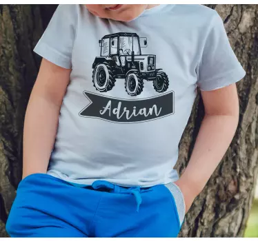 Cool traktor med namn barnskjorta - Tenstickers