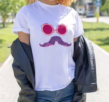 Coola solglasögon mustasch t-shirt - Tenstickers