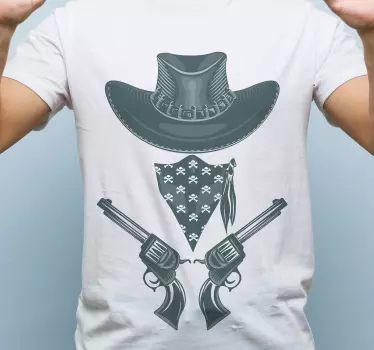 Cowboyhatt, bandanna och revolvers t-shirt - Tenstickers