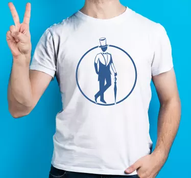 Dapper man silhouette t-shirt - Tenstickers