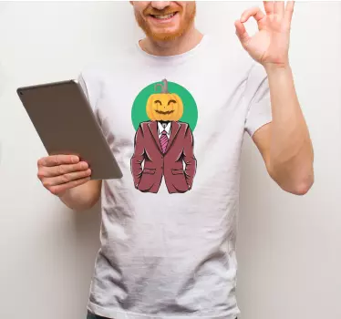 Elegant pumpa man med en kostym halloween t-shirt - Tenstickers