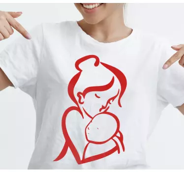 Enkel röd kontur mors dag t-shirt - Tenstickers