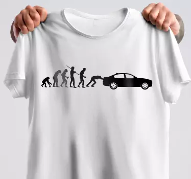 Evolution of man bil t-shirt - Tenstickers