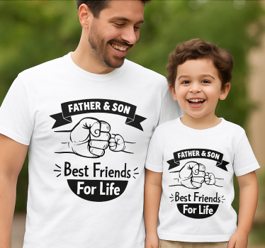 Far och son t-shirt pappa knytnäve hälsning - Tenstickers