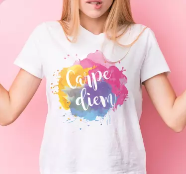 Färgglad carpe diem illustration t-shirt - Tenstickers