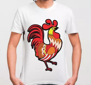 Färgglad tupp grafik t-shirt - Tenstickers