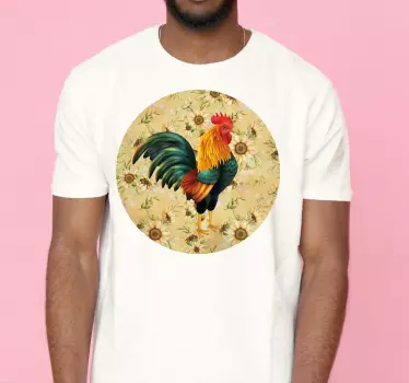 Färgglad tuppdesign t-shirt - Tenstickers